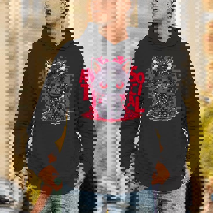 カワイイアニメ ゴシックキャット 反社会的 内向性 メンヘラ パーカー