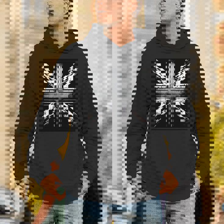 クールで素朴な風化ユニオンジャック モノクロ 長袖tシャツ パーカー