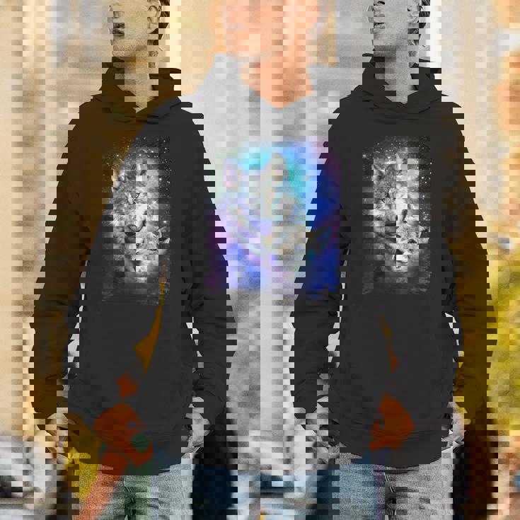 コズミックスペース オオカミ 家族 オオカミ 顔 Hoodie