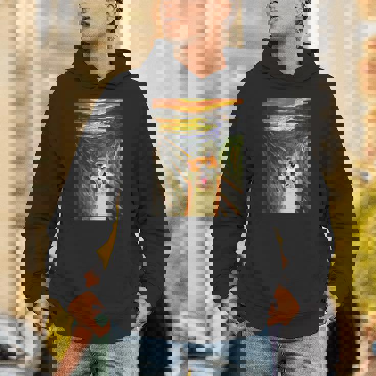 コーギー 面白いtシャツ 犬 ムンクの叫び かわいい メンズ 子供 おもしろ 服 グッズ ネタ わんこ Hoodie