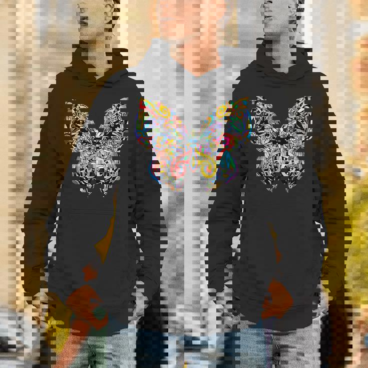 サイケデリック 蝶 神聖な曼荼羅デザイン チャクラ ラブアート パーカー