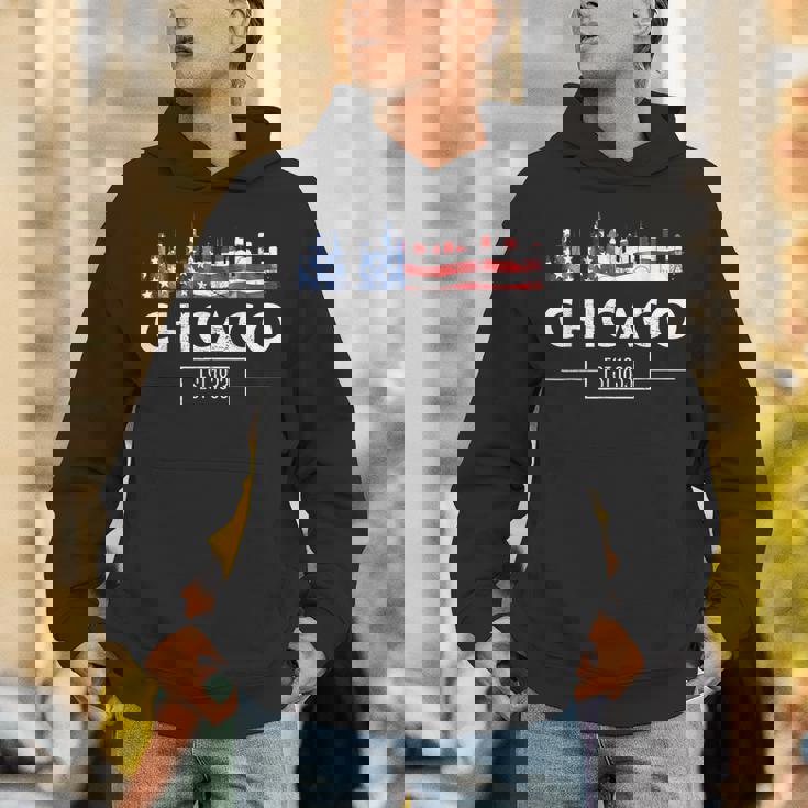 シカゴ 7月4日 アメリカ国旗 愛国的お土産 Hoodie