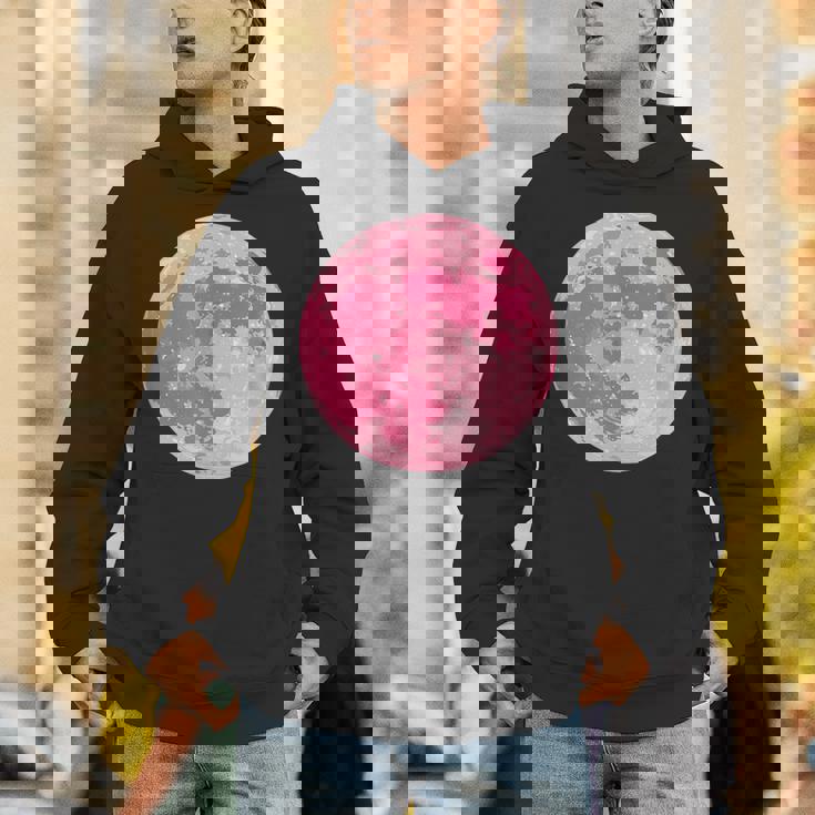 ストロベリームーンデザイン 満月 かわいいピンクムーン パーカー