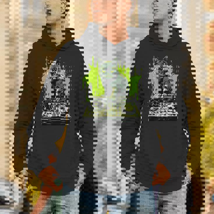 ハウスキャット レインボー Dj 猫 キティ Hoodie