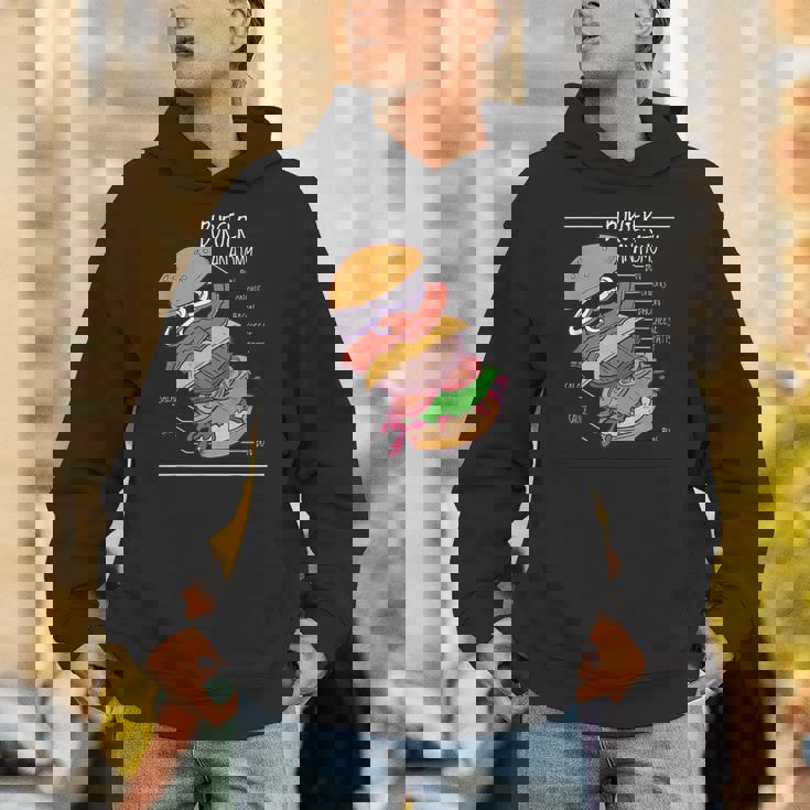 ハンバーガー 解剖図 面白いtシャツ ファストフード メンズ おもしろ グッズ 面白い 服 オリジナル ネタ 食べ物 Hoodie