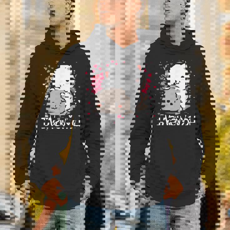 ハート バレンタイン ピーチゴマ 猫 カップル I Meow You パーカー