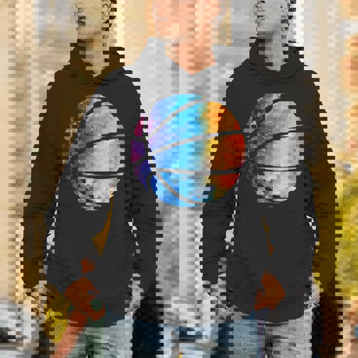 バスケットボールのシルエットカラフルな水彩画 パーカー