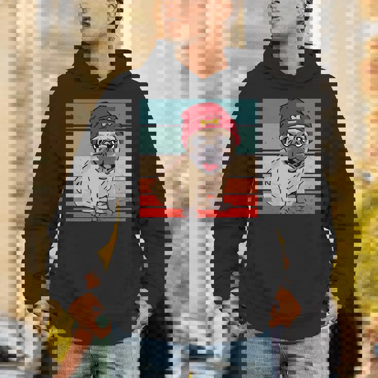 パグ ビーニー 赤骨かわいい遊び心のある幸せなスタイリッシュな動物ペット 長袖tシャツ パーカー