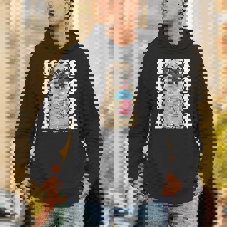 パグ 犬 カワイイ ボバ バブル ミルク ティー タピオカパール かわいい パーカー