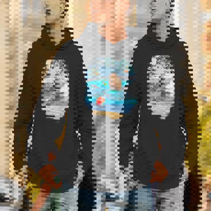 ビーチでのカピバラサーフィンおかしい パーカー