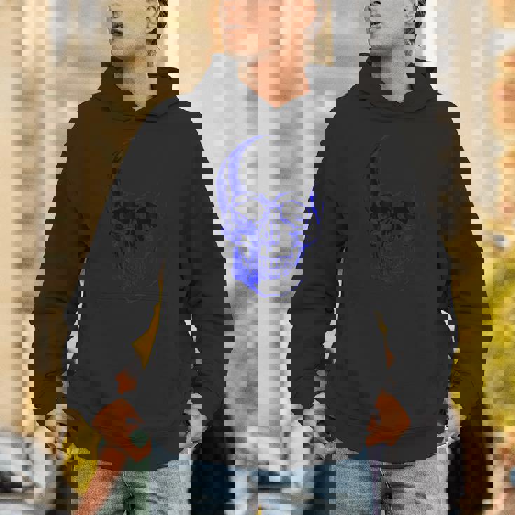 ブルー ドクロ パーカー