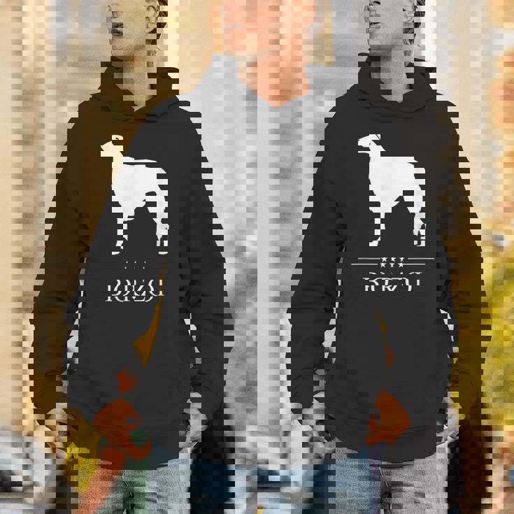 ボルゾイ犬の白いシルエット Hoodie