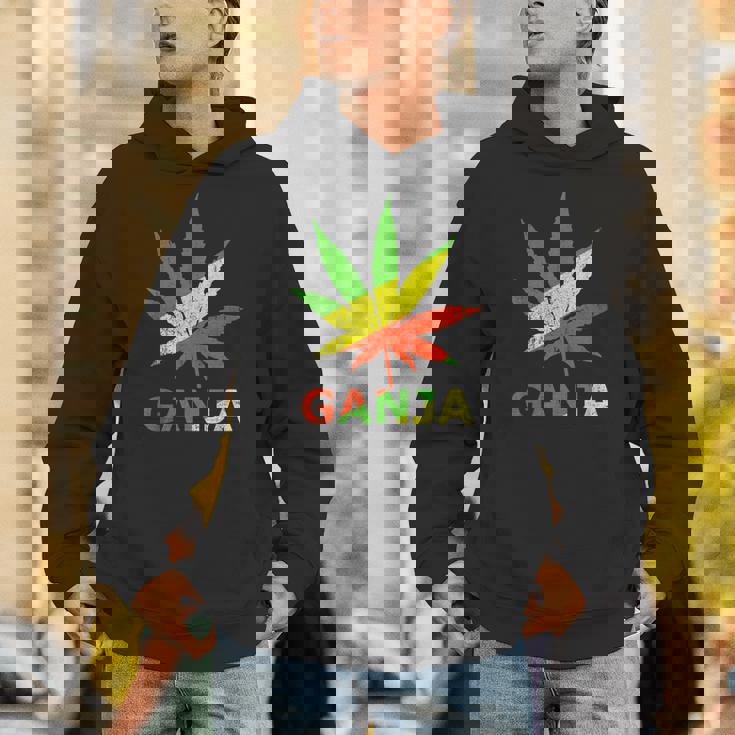 マリファナのガンジャ雑草の葉 ラスタカラー パーカー