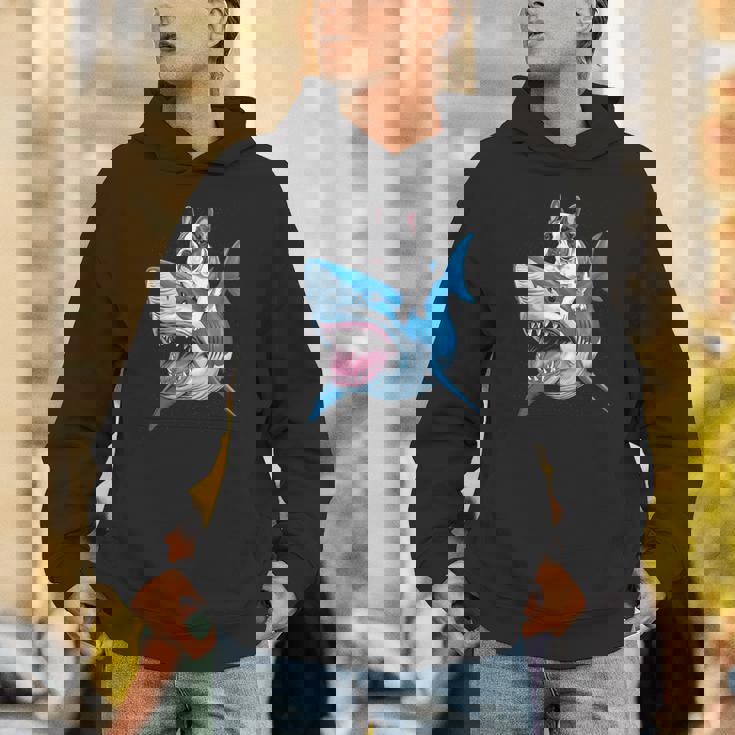 ライディング シャーク フレンチブルドッグ 長袖tシャツ パーカー