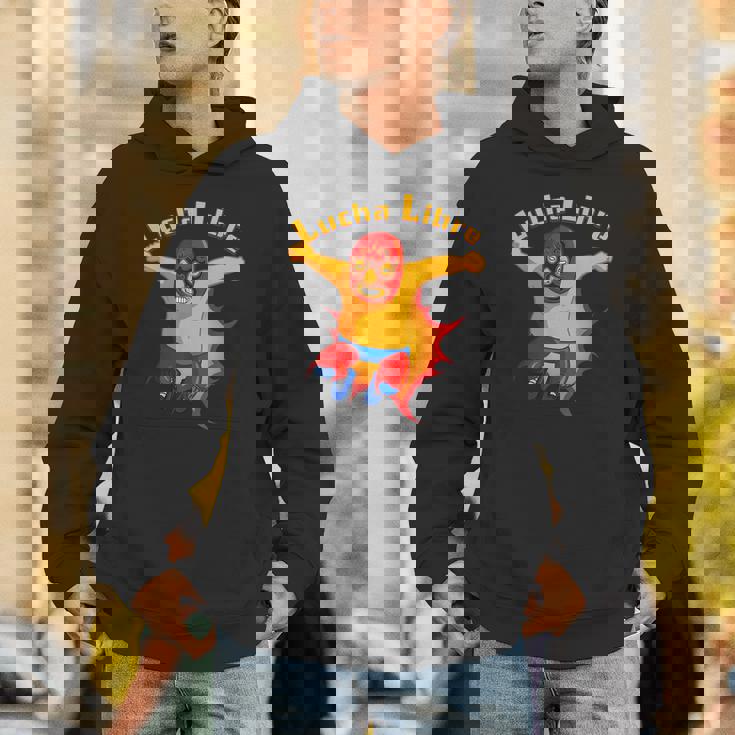 ルチャリブレメキシコ覆面レスラー漫画アクションポーズ パーカー