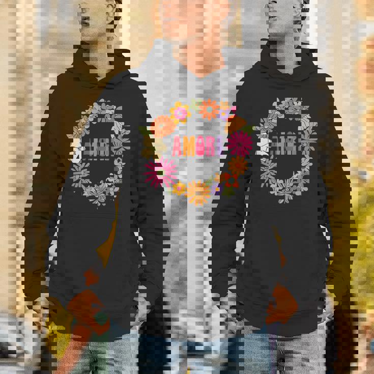 レトロ ボーホー フラワー アモーレ 愛 イタリア語 イタリア 旅行 パーカー