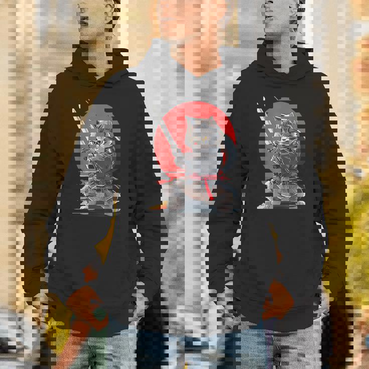 レトロな日本の侍猫グラフィック 猫愛好家 Hoodie