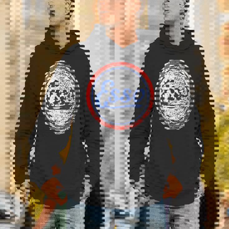 ヴィンテージカーessoガソリンスタンドメンズとレディース。 パーカー