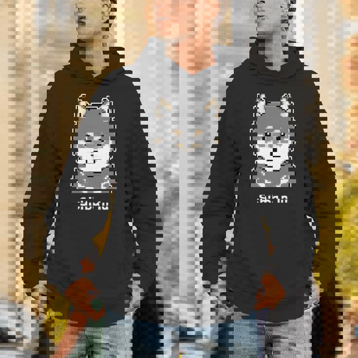 丸顔の黒柴さんのドット絵 長袖tシャツ パーカー