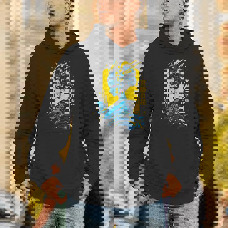 京の花、芸者イラスト サイバーパンク風 Hoodie