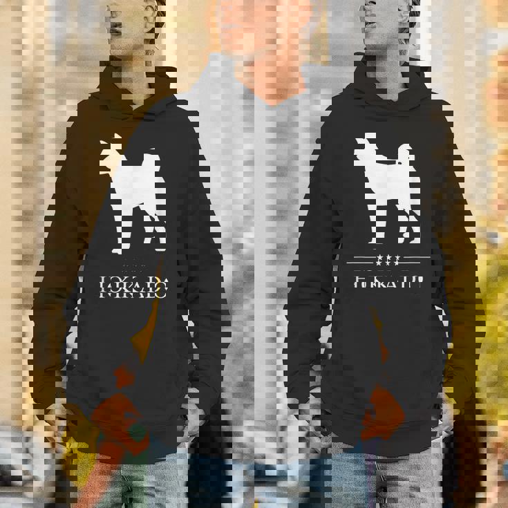 北海道犬 白シルエット パーカー