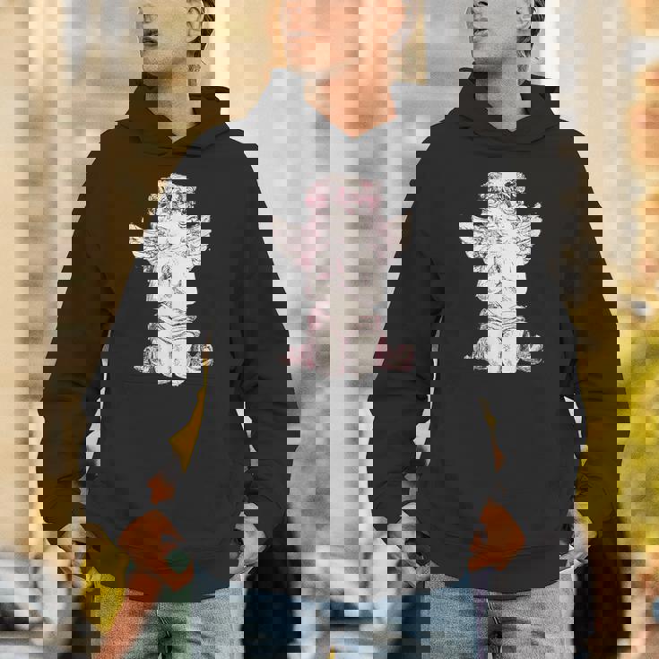 天使の羽を持つ膝の上の美的天使を祈る Hoodie