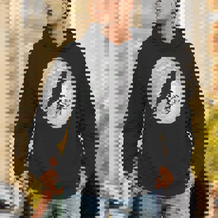 恐竜 ダイナソー 面白いtシャツ ティラノサウルス 月と自転車 サイクリング アート メンズ 子供 おもしろ 服 ネタ パーカー