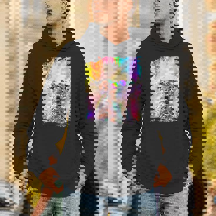 愛のハートのメガネをかけているレインボーコアラ Hoodie