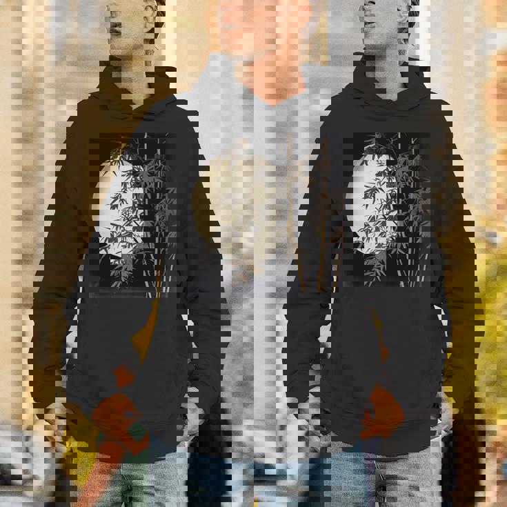 日本の竹と月 長袖tシャツ パーカー