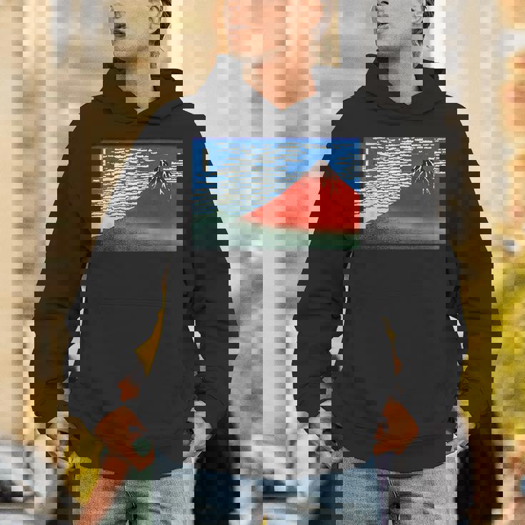 晴天の赤富士山 日本風景アートプリント パーカー