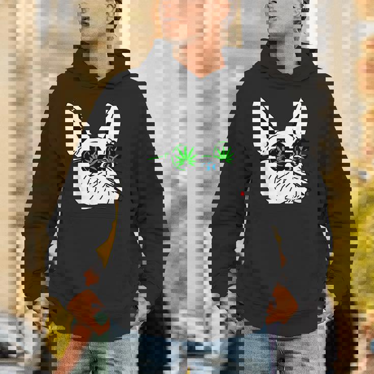 犬のサングラス喫煙420クールな雑草大麻マリファナ Hoodie