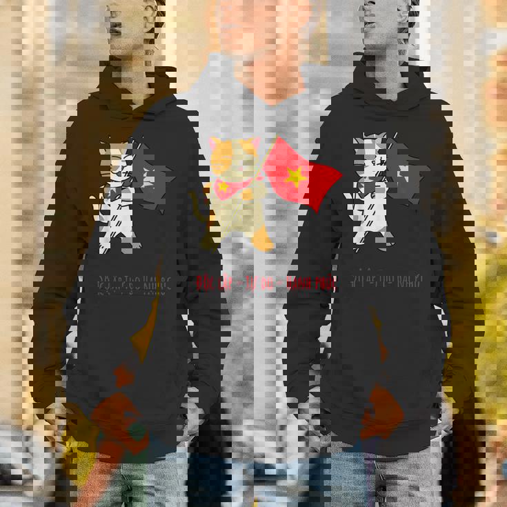 猫 ベトナム国旗 キティ おもしろギフト ブラック パーカー