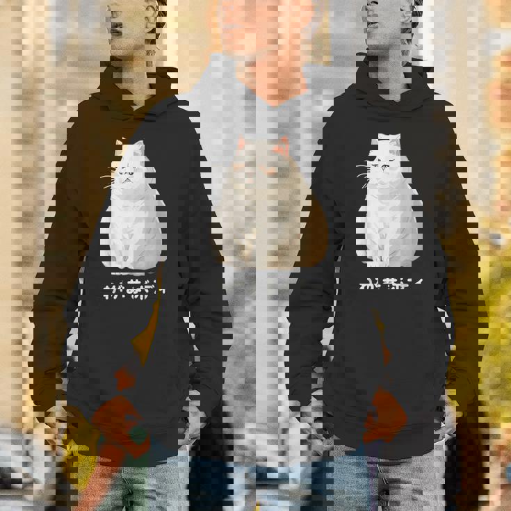 私の体の猫 白猫 太った猫 ぽっちゃり猫愛好家 かわいい 面白い パーカー