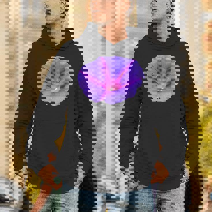 美しいパープルカラーの朝顔フラワーカットアウト パーカー