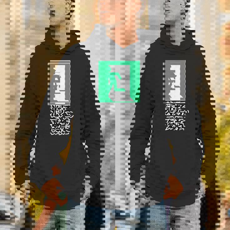 逃げろ。残業だ（非常口）イラスト（Stop！残業）【変なデザイン屋さん】 パロディ 面白い デザイン Hoodie