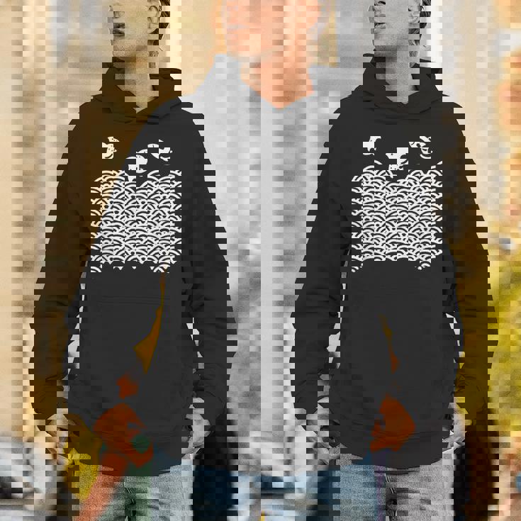 青海波文様 浜千鳥 ロケット 日本の夏 和柄 波 海 ビーチ 鳥 おもしろ 幾何学模様 伝統柄 オリジナル パーカー