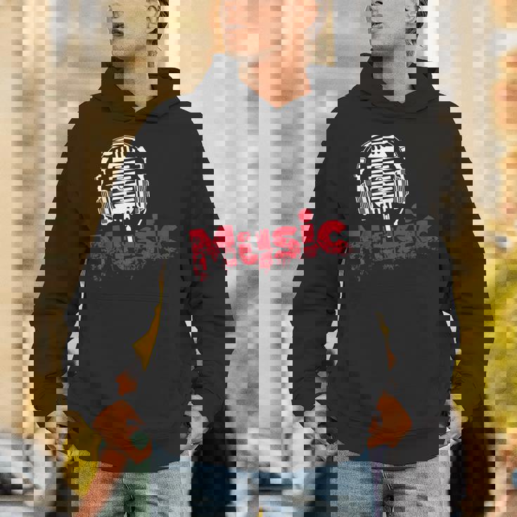 音楽 マイク ヘッドホン 日常 テキスト シンプル レトロ Hoodie