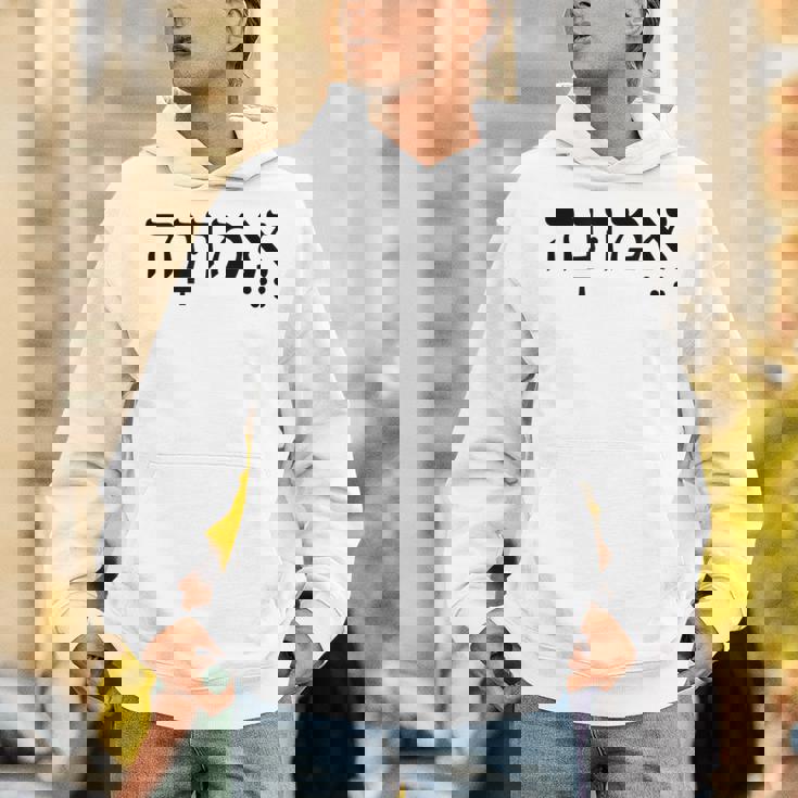 Emunah Faith ヘブライ語の言葉 ユダヤ教 ヘブライ語のルーツ メンズ、レディース パーカー