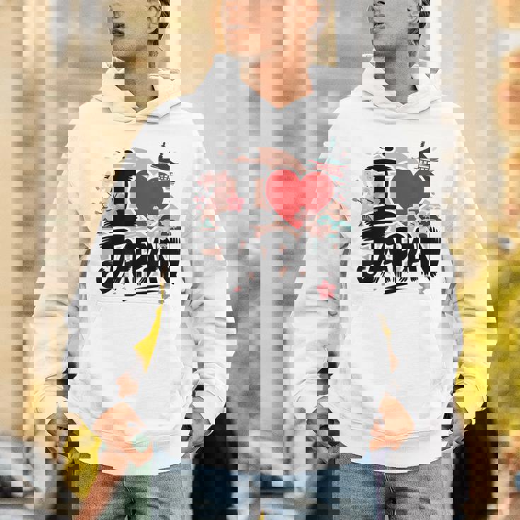 I Love Japan 桜 桜 日本の富士山 寺院 パーカー