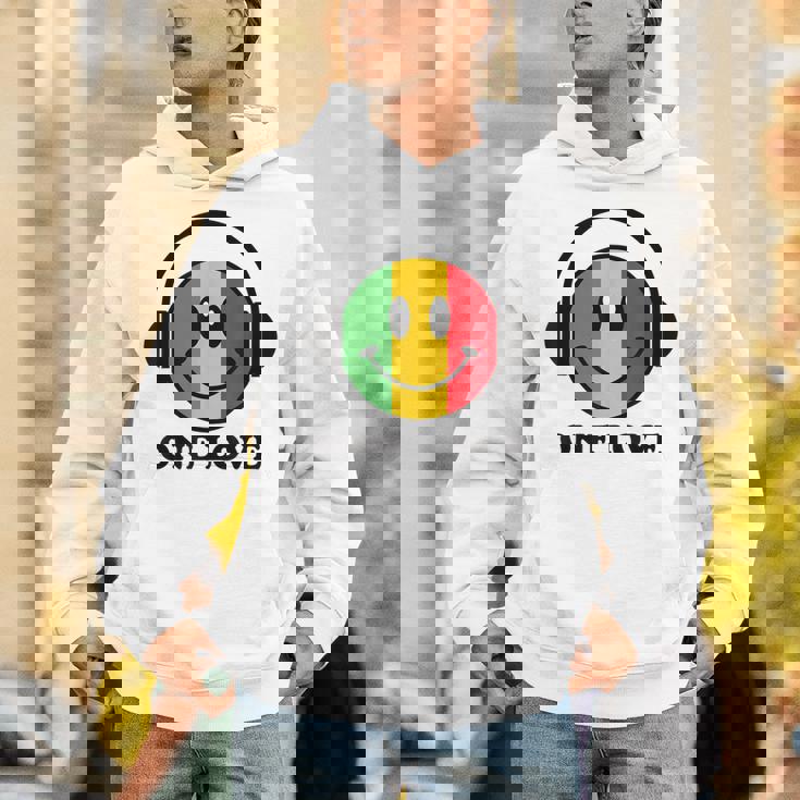 One Love ラスタ レゲエ 音楽 ヘッドホン スマイルフェイス ラスタファリ パーカー