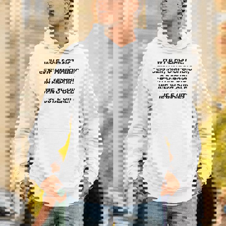 Why Be Racistexist Homophobic I Just Be Quiet Diversity Hoodie