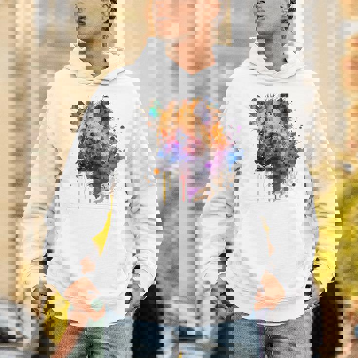 カラフルなハイエナプレデター 水彩画携帯電話ケース パーカー