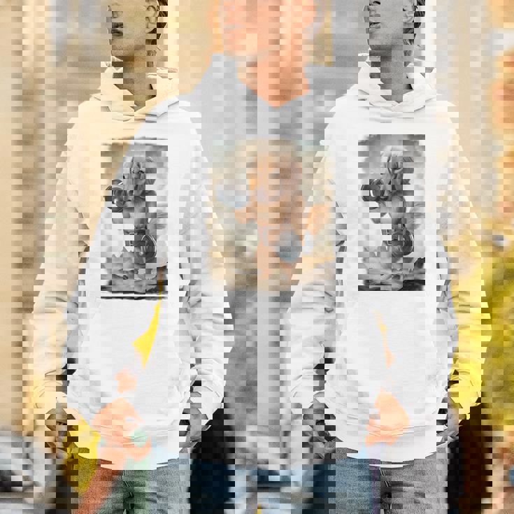 ダックスフンド 犬 筋トレ ウェイトリフティング ダンベル付き パーカー