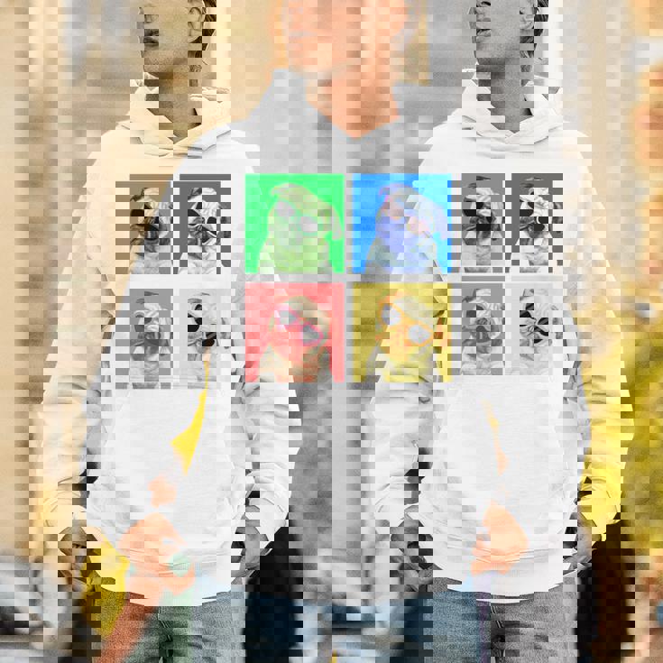 パグ 面白いtシャツ 犬 かわいい メンズ 子供 おもしろ 服 雑貨 グッズ ネタ わんこ イヌ 黒パグ 長袖tシャツ Hoodie