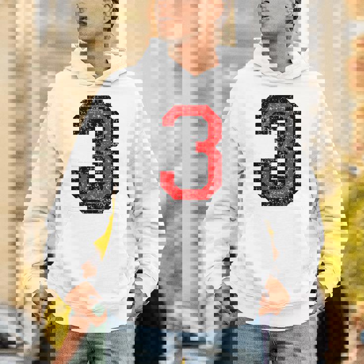 数字 3 ヴィンテージブラック&レッド パーカー