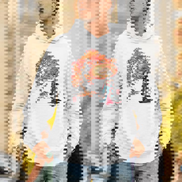 日本 浮世絵 京都 嵯峨 紅葉 和傘 美人 着物 パーカー