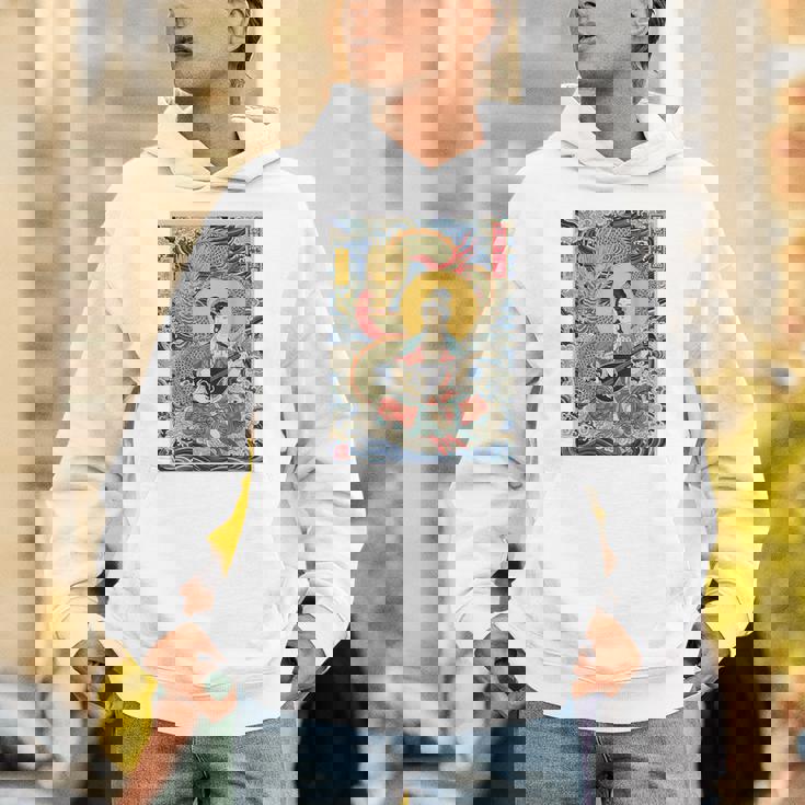 日本 浮世絵 滋賀 琵琶湖 竹生島 弁財天 竜 龍神 バックプリント パーカー