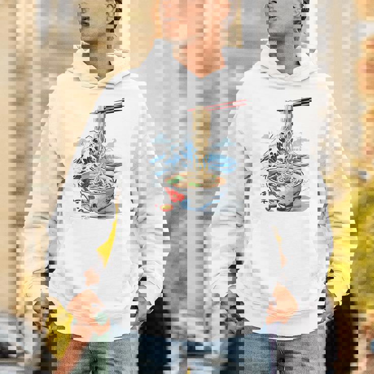 日本の麺スープ ラーメン 浮世絵 日本波 ヴィンテージ パーカー