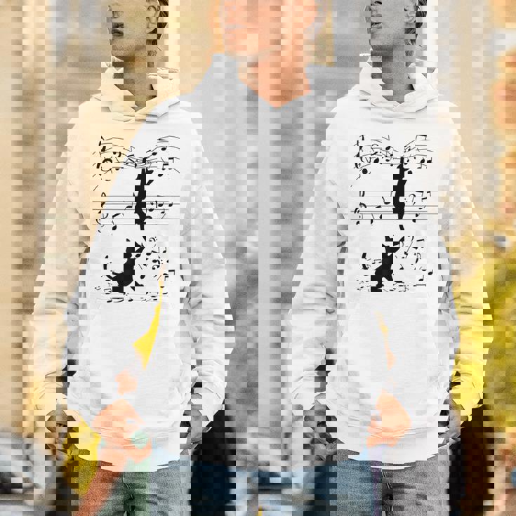 楽譜で遊ぶ面白い猫 Hoodie