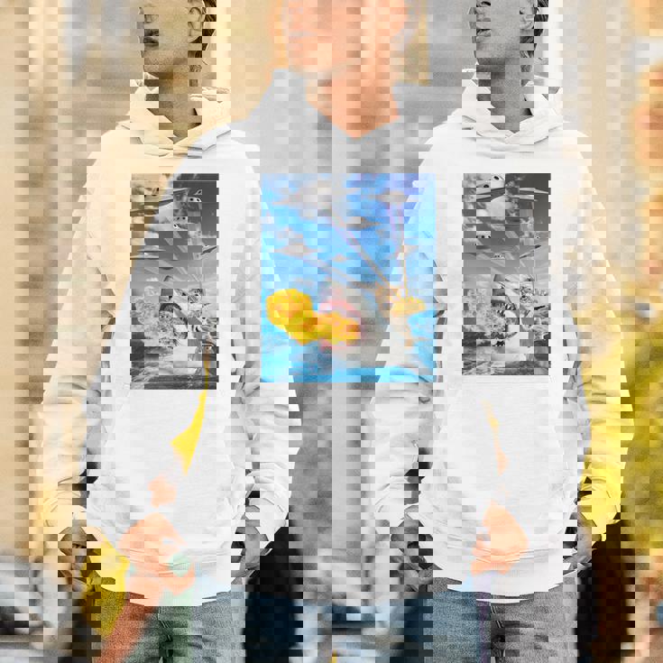 猫に乗って火を吐くサメレインボーレーザータコス 長袖tシャツ Hoodie